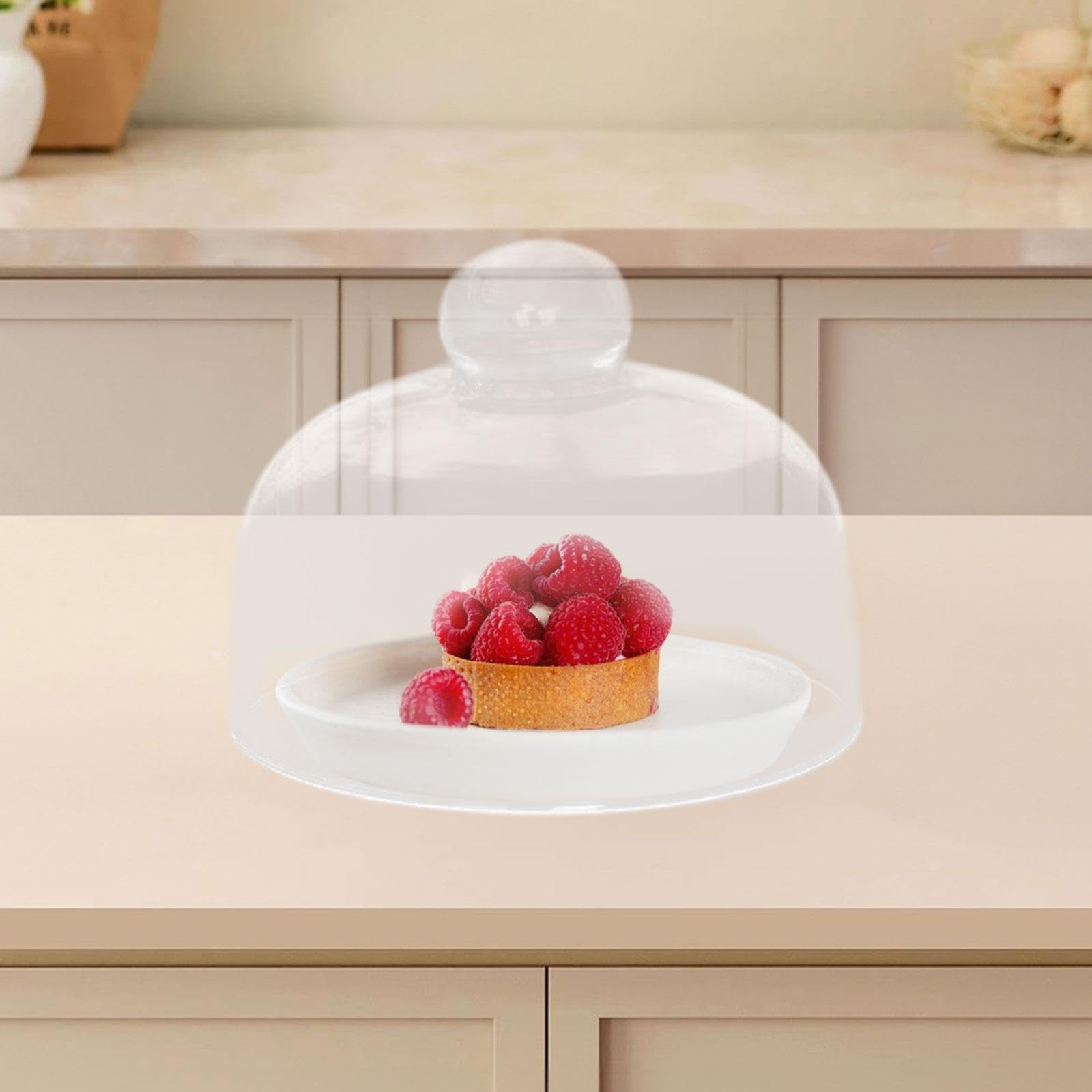 perfk Coperchio di supporto per torta in vetro, cupola per torta in vetro, display per torta decorativa, cupola di cibo in vetro, cloche per pasticceria per, 14.5x12cm