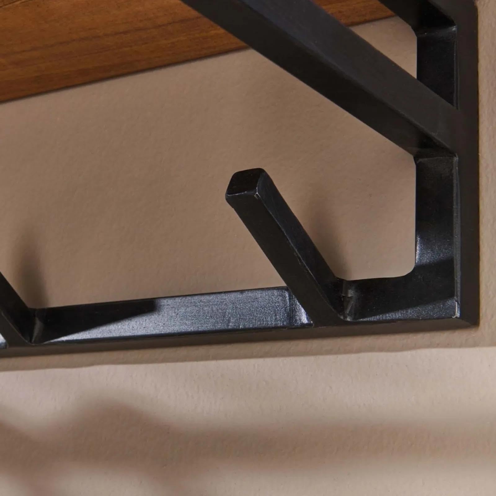 RINGO-Stilische Wandgarderobe mit 6 Haken & Ablage, Rustikales Holz & Metall, Industrial Flurregal
