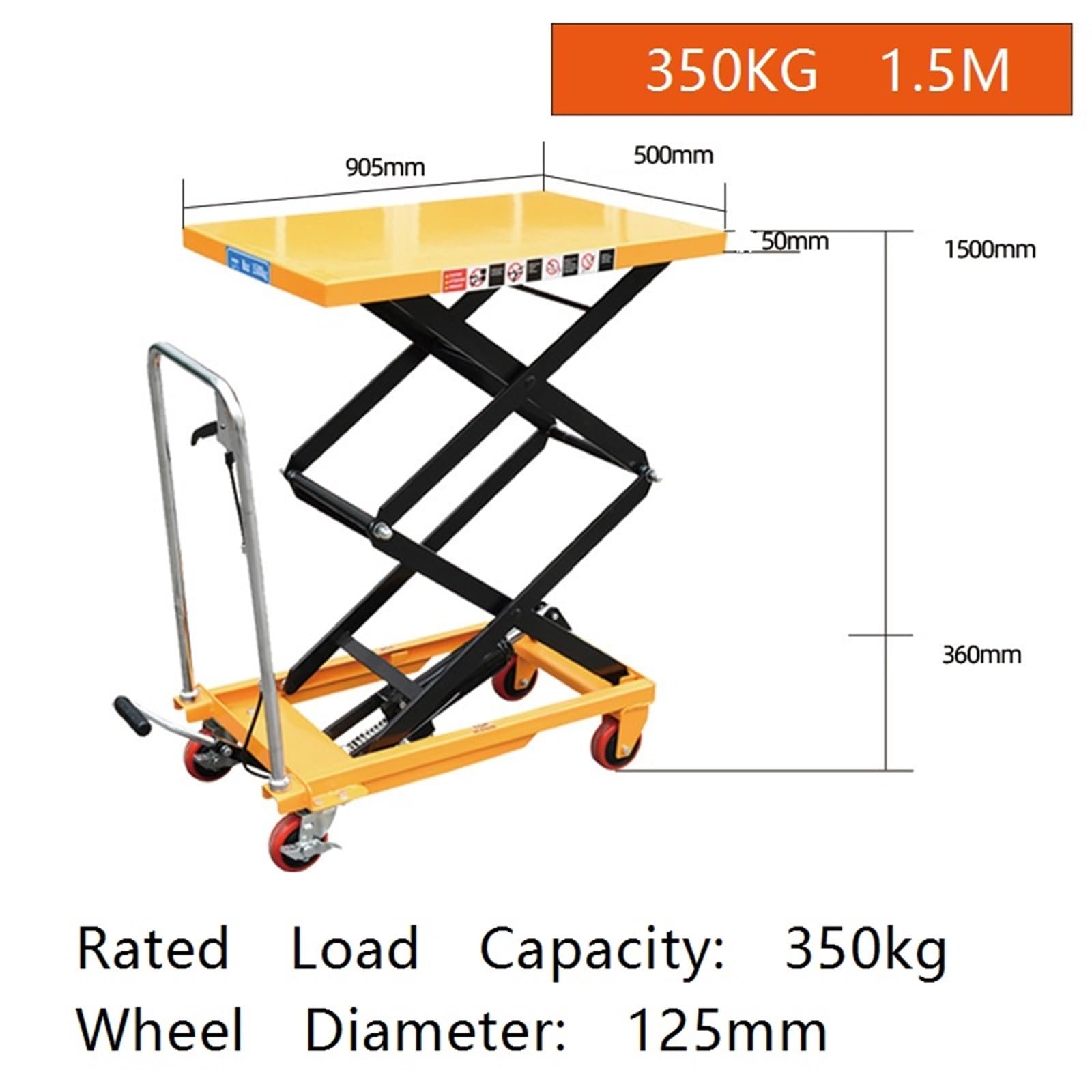 Podwójne nożyczki hydrauliczny wózek stołowy, podnośnik paletowy Materiał hydrauliczny o pojemności 150/350 kg dla fabryk(350 kg 1,5 M)
