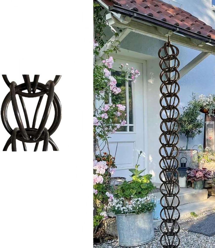 GeRRiT Rain Chains Direct, Modern Loop Rain Chain - 3.3 FT Durable Milled Aluminum, Premium Rain Chains for Gutters