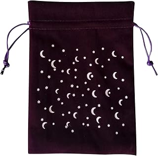 armazenamento tarô, cordão para jogo cartas veludo grosso armazenamento bordada estrela lua bolsa protetora leve padrão cartão oráculo para entusiastas tarô (13 x 18 cm)