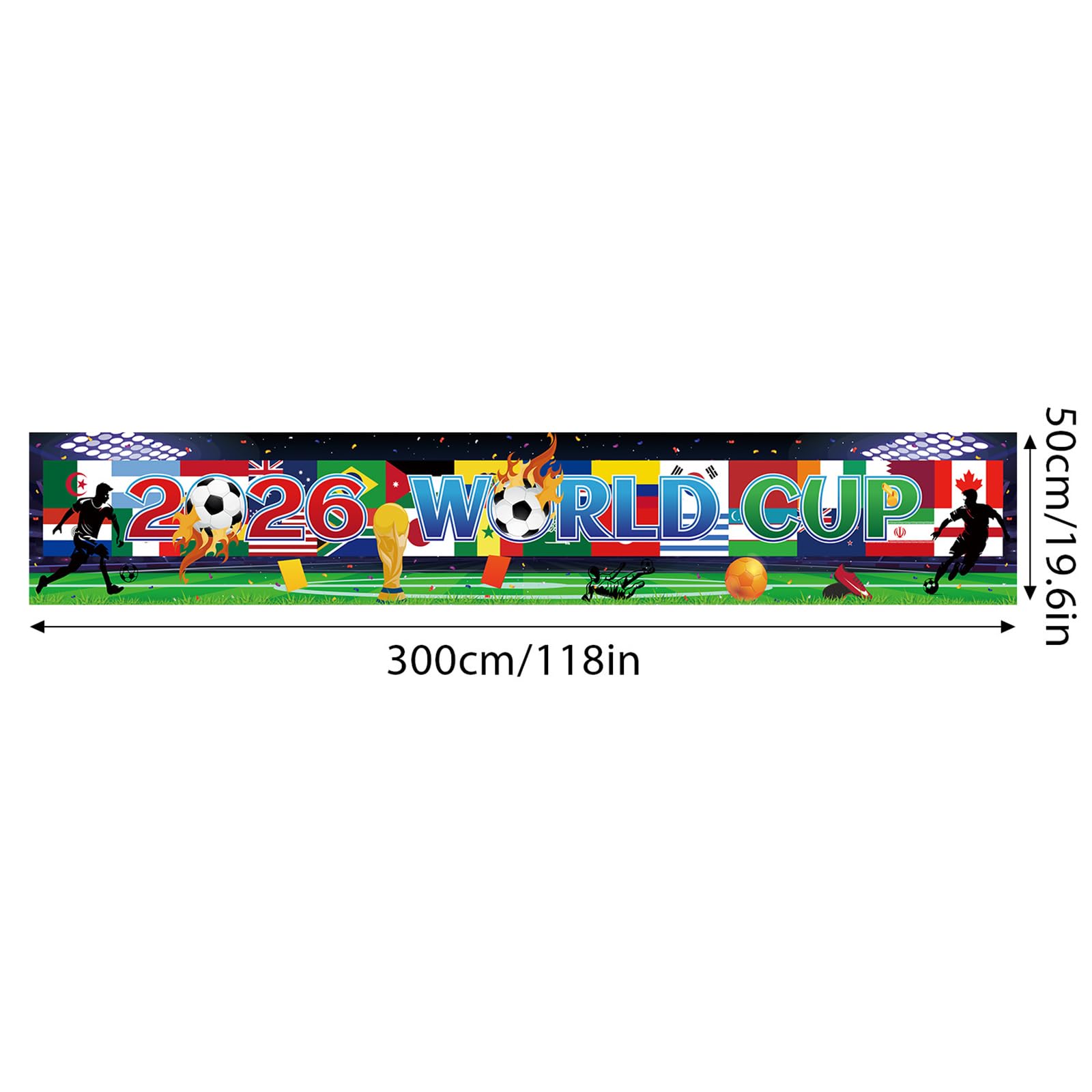 World Cup Ball 2026 Flag Bunting 300x50cm International Flags Decorations Around The World Backdrop Inch Soccer Stadium Atmosphere Background for Soccer Party,Bar,Home - Image 2