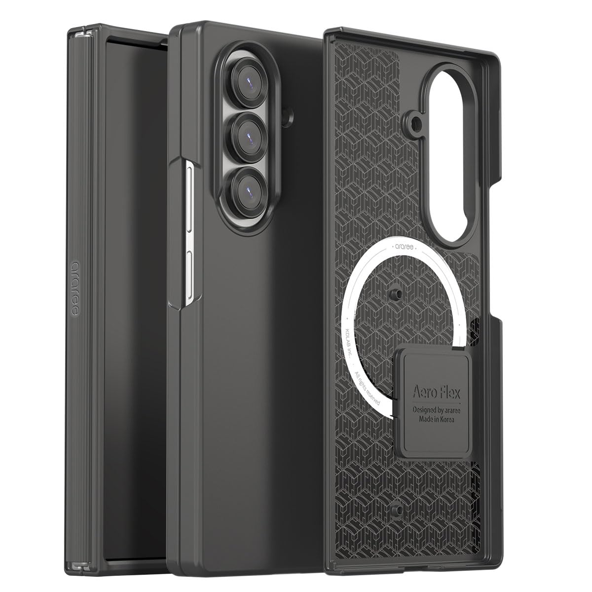 araree Galaxy Z Fold7 ケース [ Qi2/MagSafe対応 マグネット吸着 独自設計でヒンジ保護 耐衝撃 ポリカーボネート素材 ヒンジ部TPU保護バンド 精密保護設計 ] AR27933GZFD7 Aero Flex M ブラック【国内正規品】