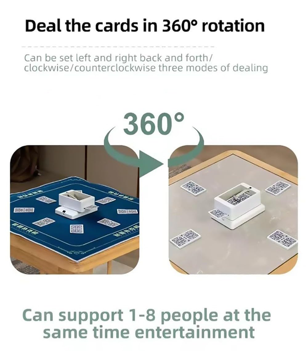 Distribuidor de Cartas Automático Inteligente, Repartidor de Cartas Giratorio, Máquina Automática de Repartidor de Cartas de Póquer para 1-8 Jugadores
