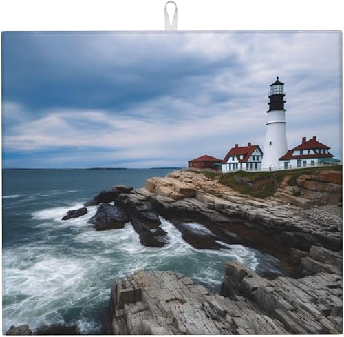 Miniatura 19 de Tapete de secado de platos de tortuga marina de dibujos animados para encimeras de 18 x 16 pulgadas, almohadilla escurridor de platos con lazo