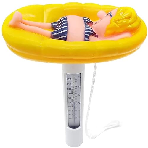 Termómetro flotante para piscina, termómetro de agua de estanque de fácil lectura de gran tamaño, termómetro de piscina de bebé de dibujos animados