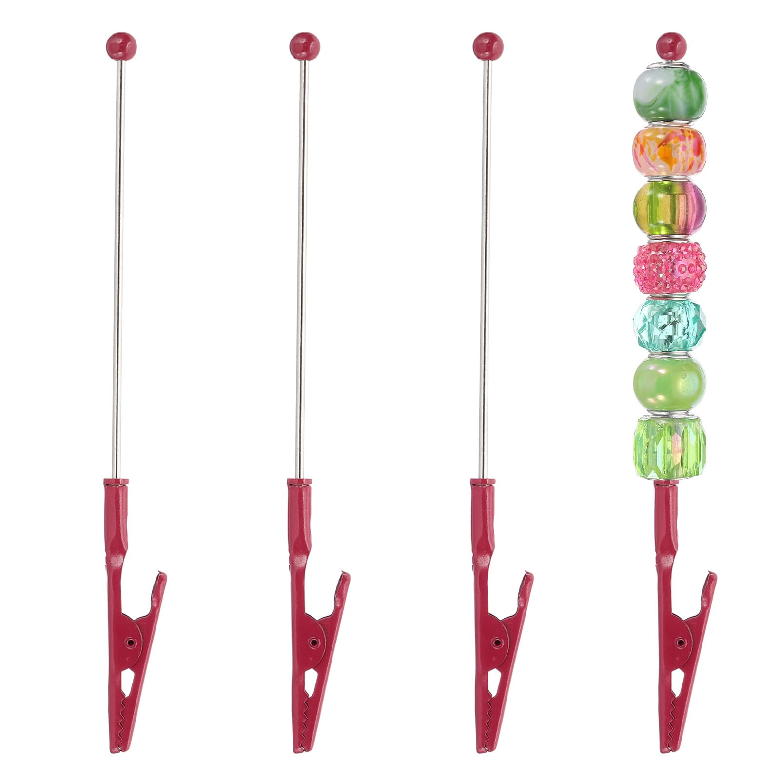 PATIKIL Langer Alligator-Klemme, 4 Stück 5,3 Zoll/135mm Metall Alligator-Klemme Beadable Alligator Foto-Clips für Bild Notiz Menü Memo DIY Dekor Handwerk, Rot