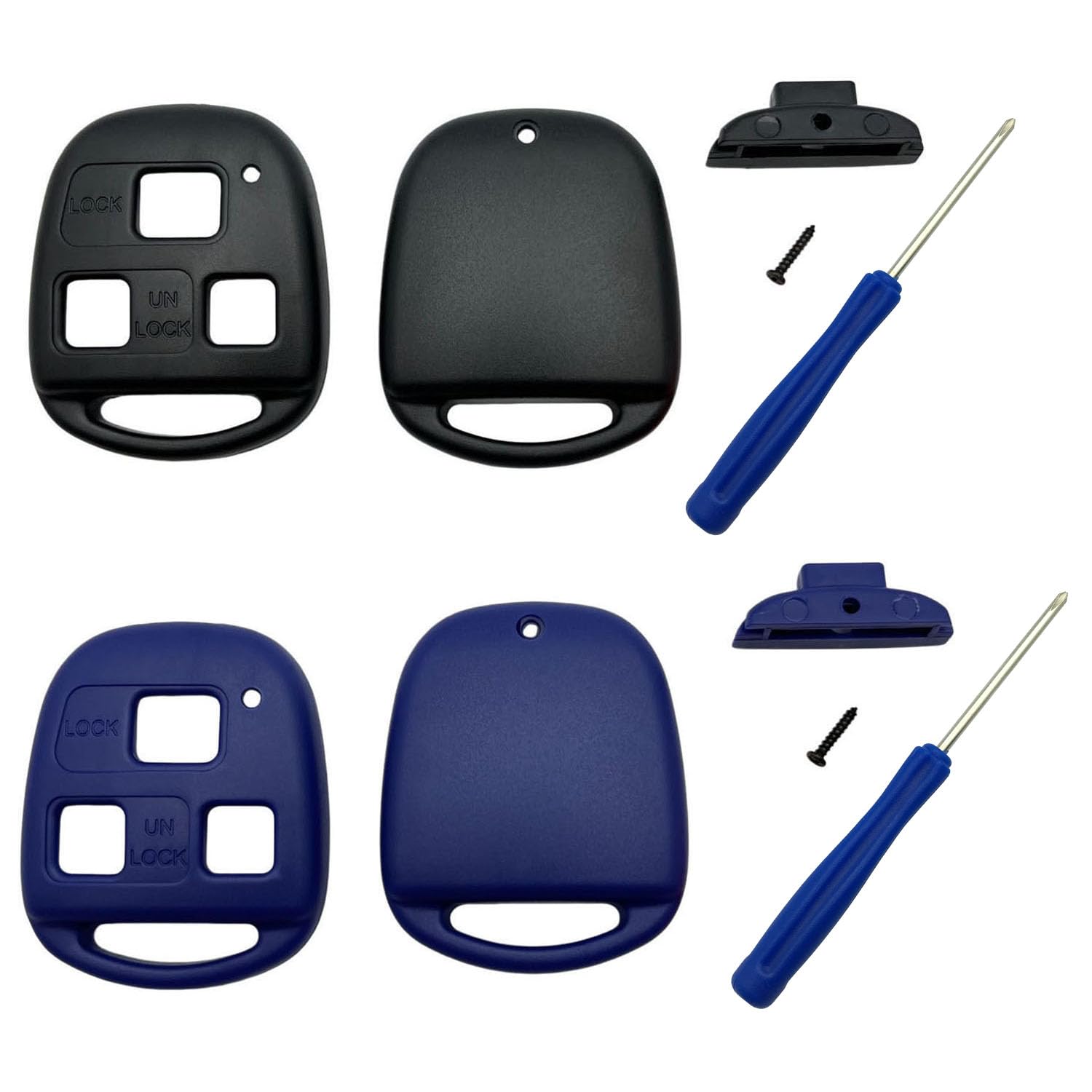 2 Gusci Ricambio Chiave Lexus Con Cacciavite, Nero+Blu, Per ES GS GX IS LS LX RX (2000-2009), Senza Elettronica