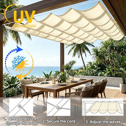 Bâche réglable de pergola haut de gamme 300g/m² avec oeillets robustes - 3
