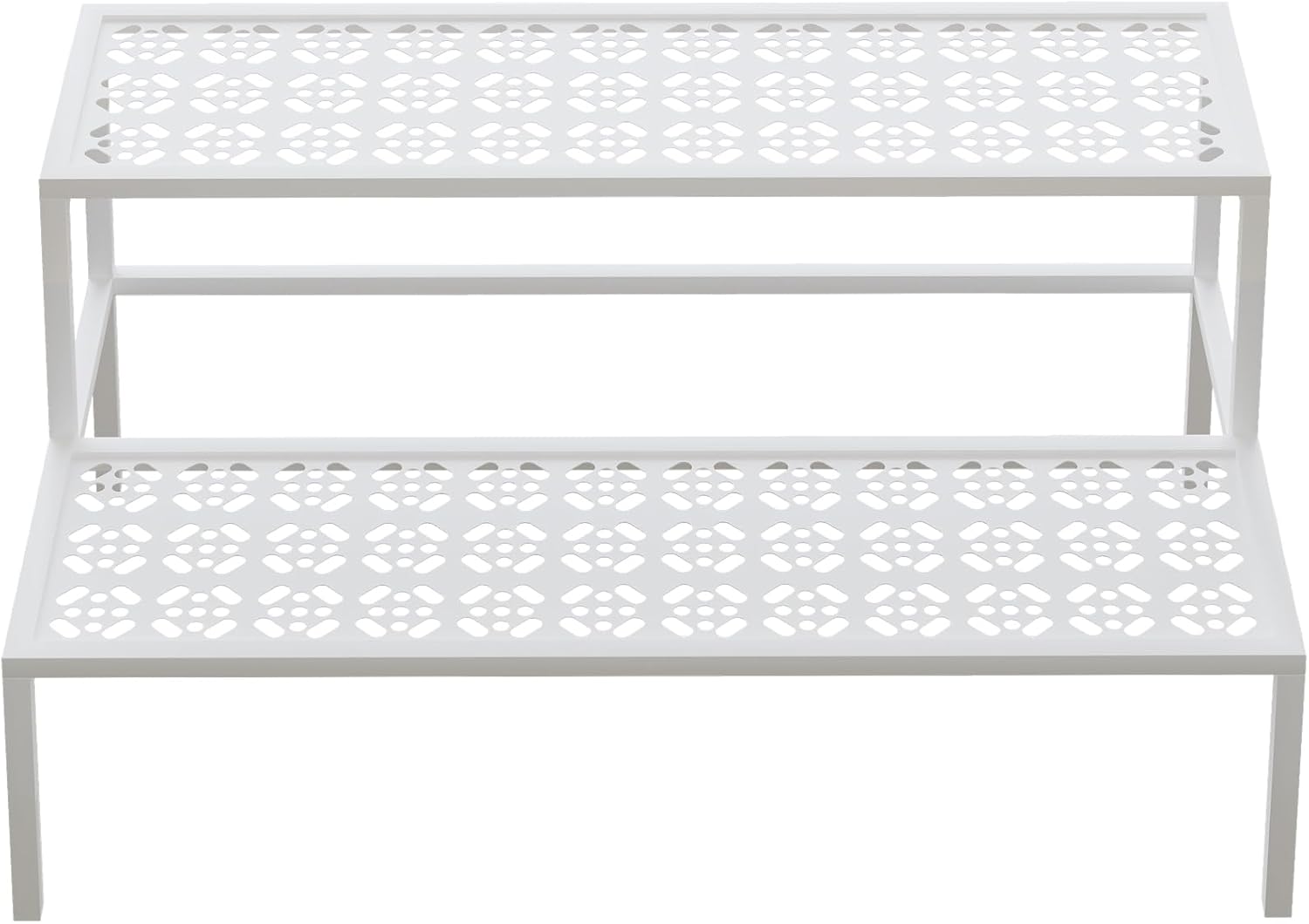 aboxoo Metal Plant Stand Metal 2 Tier Potted Multiple Flower Pot Holder Plant Shelf Indoor Plants Multiple,Outdoor Heavy Duty Planter Display Shelving Unit for Patio Garden Corner Balcony,Living Room(White)