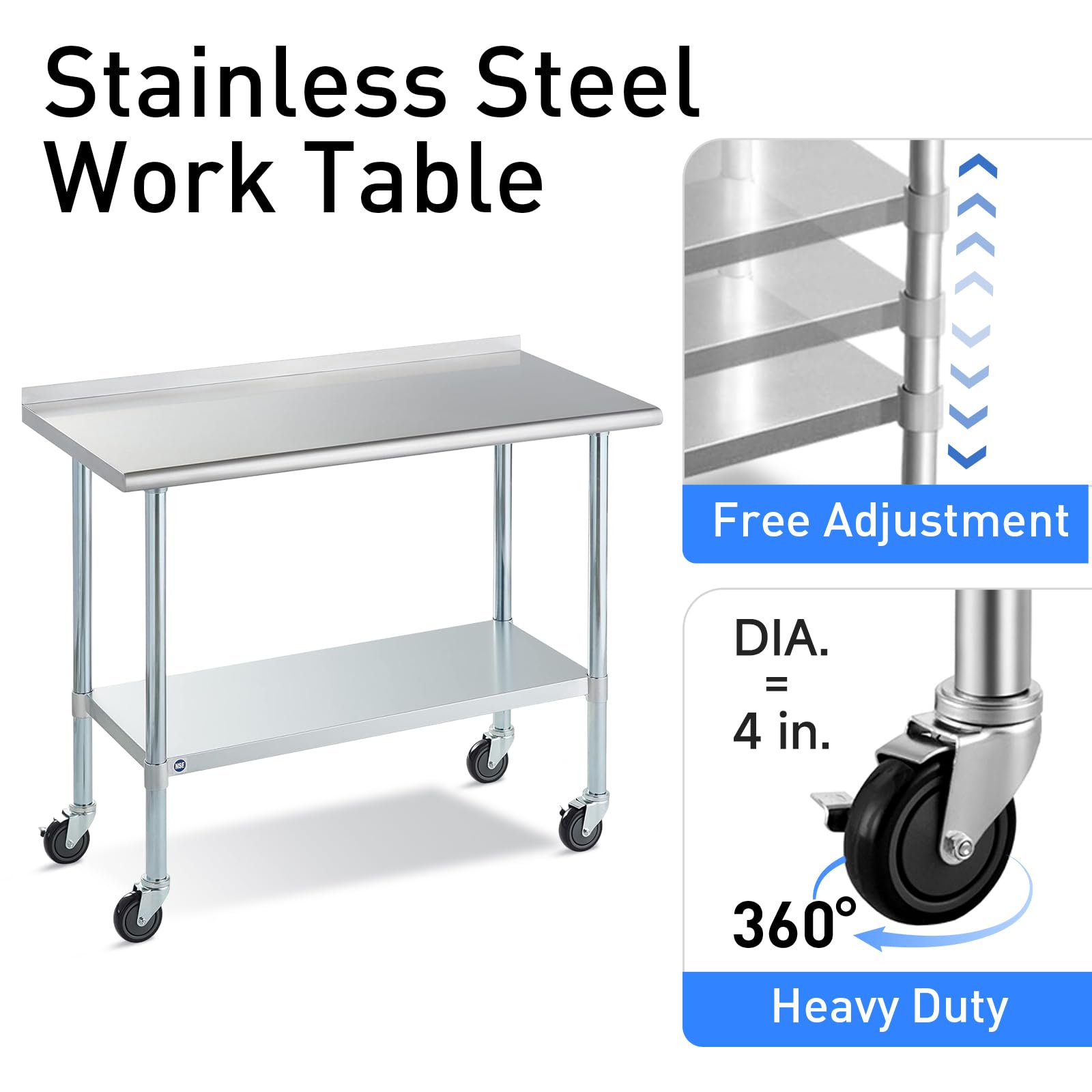 ステンレス製作業テーブル（バックスプラッシュ付き） Amazon.co.jp: ROCKPOINT ステンレススチールテーブル 下置き&作業用