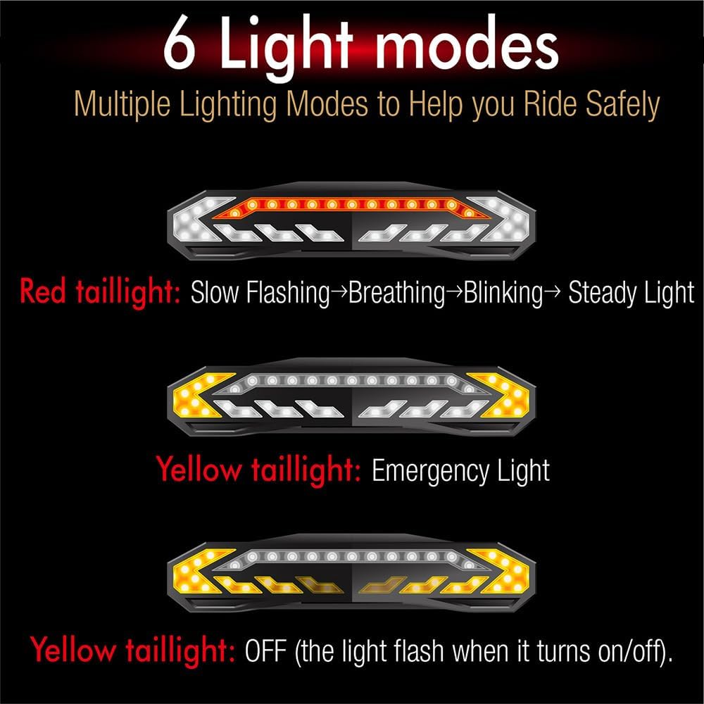 TKMARS Luz Trasera de Bicicleta, Luces para Bicicletas USB Recargable, Impermeable, Advertencia, 6 Modos, Luz Trasera