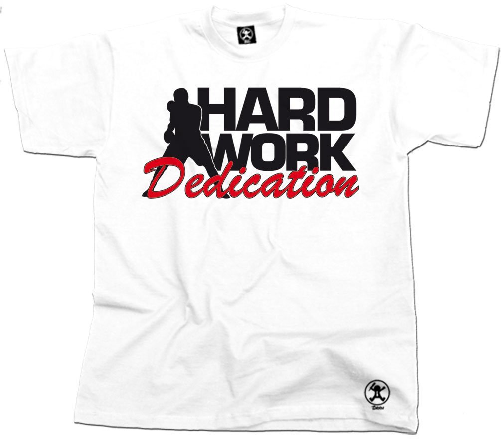 Gym Tee Hard Work Dedication Boxing T-Shirt (White) from Dibbs