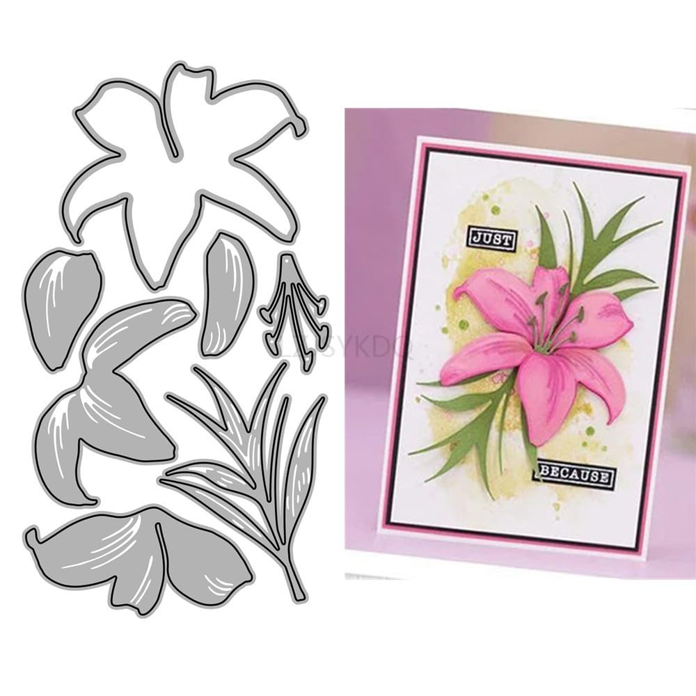 Plants Die Cuts for Card Making, Patchwork Lilies Flowers Metal Cutting Dies for Paper Scrapbooking, DIY Stencils for Album Party Wedding Festivals Decoration — image 1