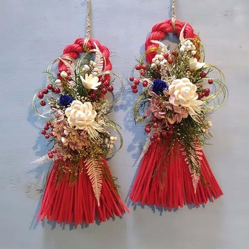 ドライフラワーのお正月しめ縄飾り[ミニサイズ]注連縄 標縄 七五三縄 しめ飾り 注連飾り 〆縄 しめなわ 正月飾り