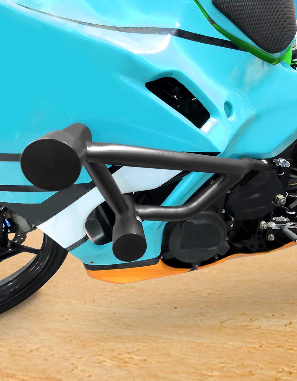 Engine Guard Crash Bars Fit for Ninja 500 Z500 2024-2025, Ninja 400 2018-2025, Z400 2019-2024, Motorcycle Stunt Bar Crash Cage Highway Bar Anti-Fall Bumper Protector with Frame Sliders