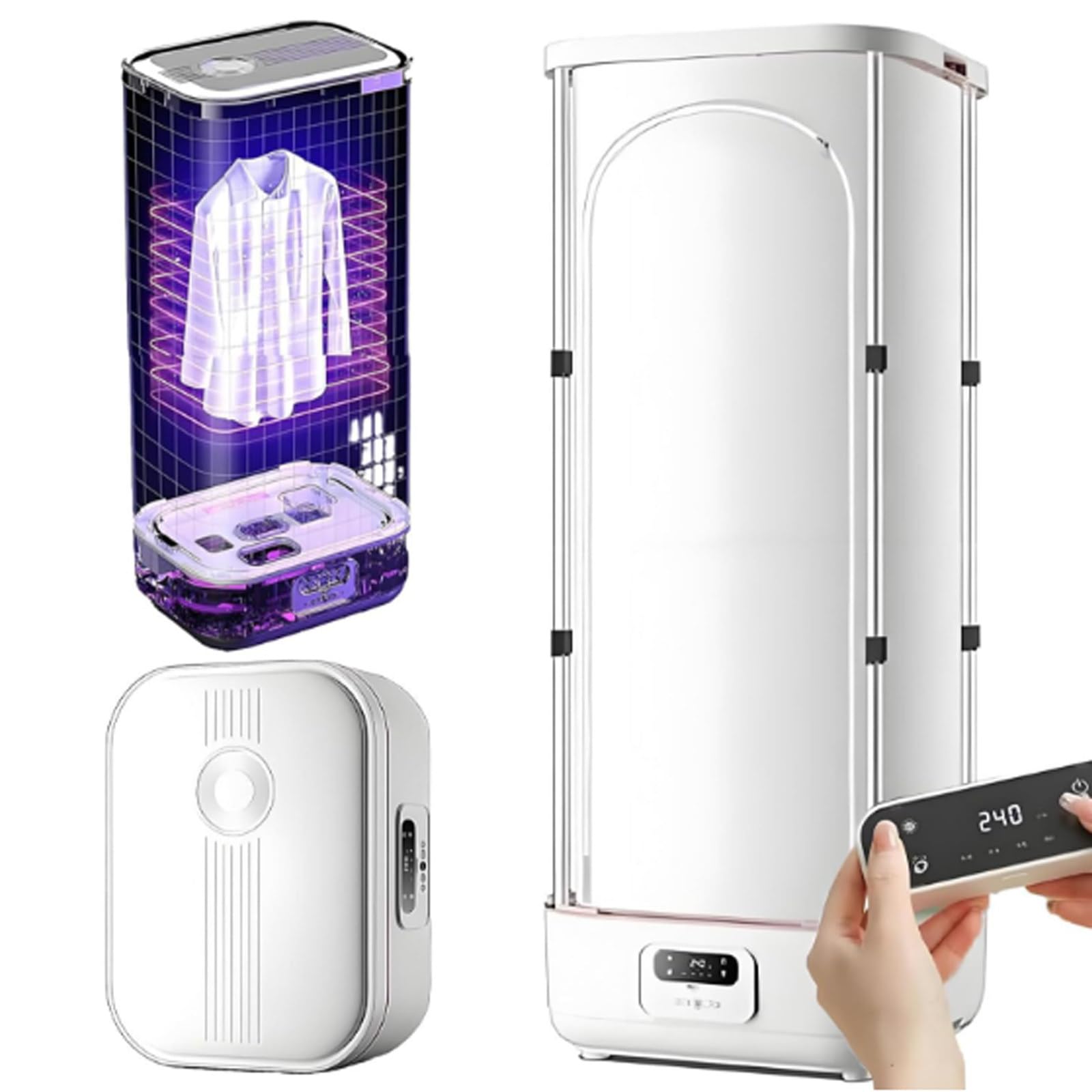 Generisch Verbesserter Dampfbügelautomat – Vertikaler Dampftrockner 900 W, kabellos, für Kleiderschränke und Falttüren, für Kleidung und Stoffe