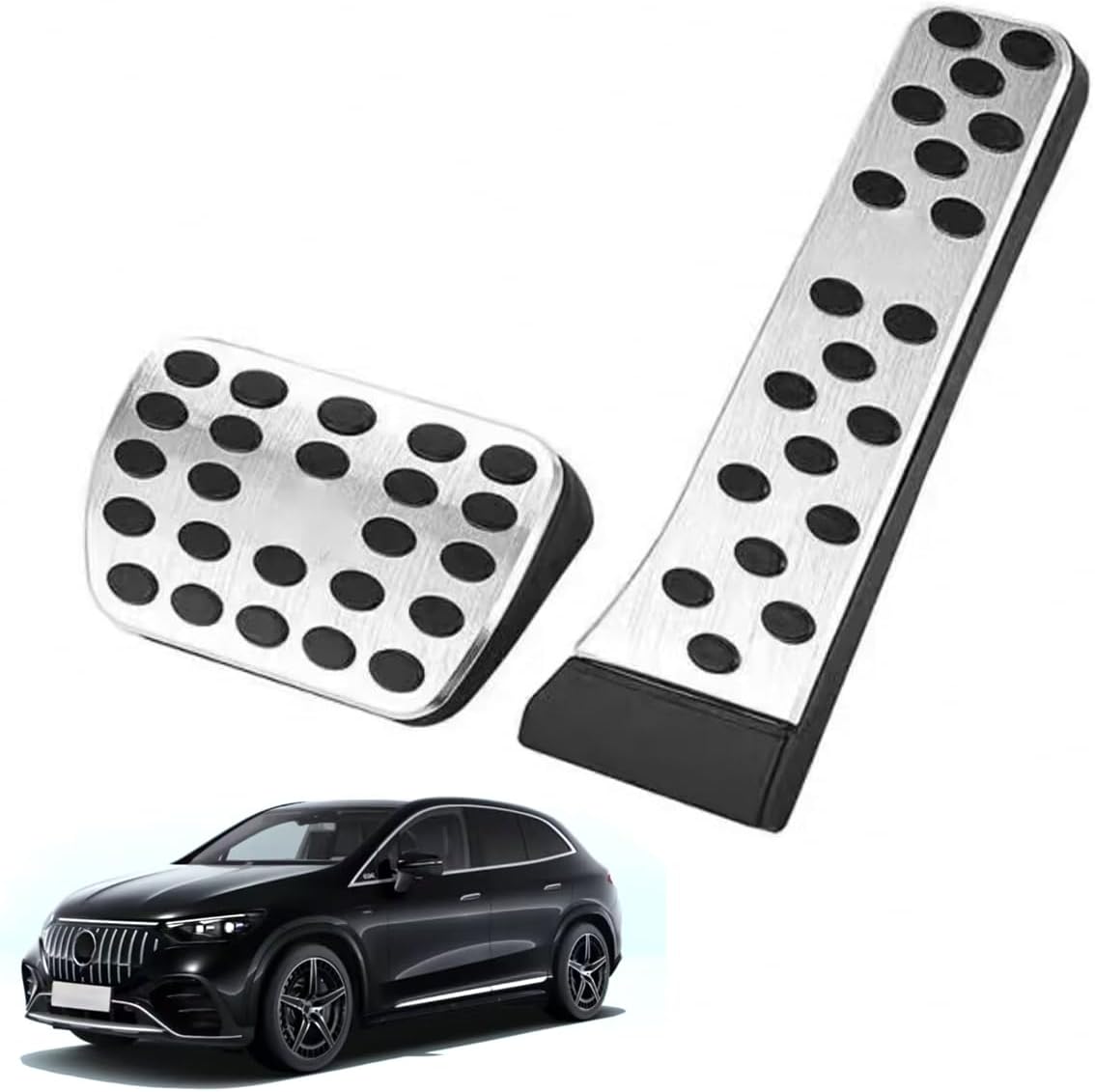 Car Pedal Covers for Mercedes-Benz EQE Sedan/SUV/AMG 2023 2024 2025, Auto Aluminum Gas Pedal Covers Accessories Replacement, Non-Slip Accelerator Brake Foot Rest Pedals(Set of 2)