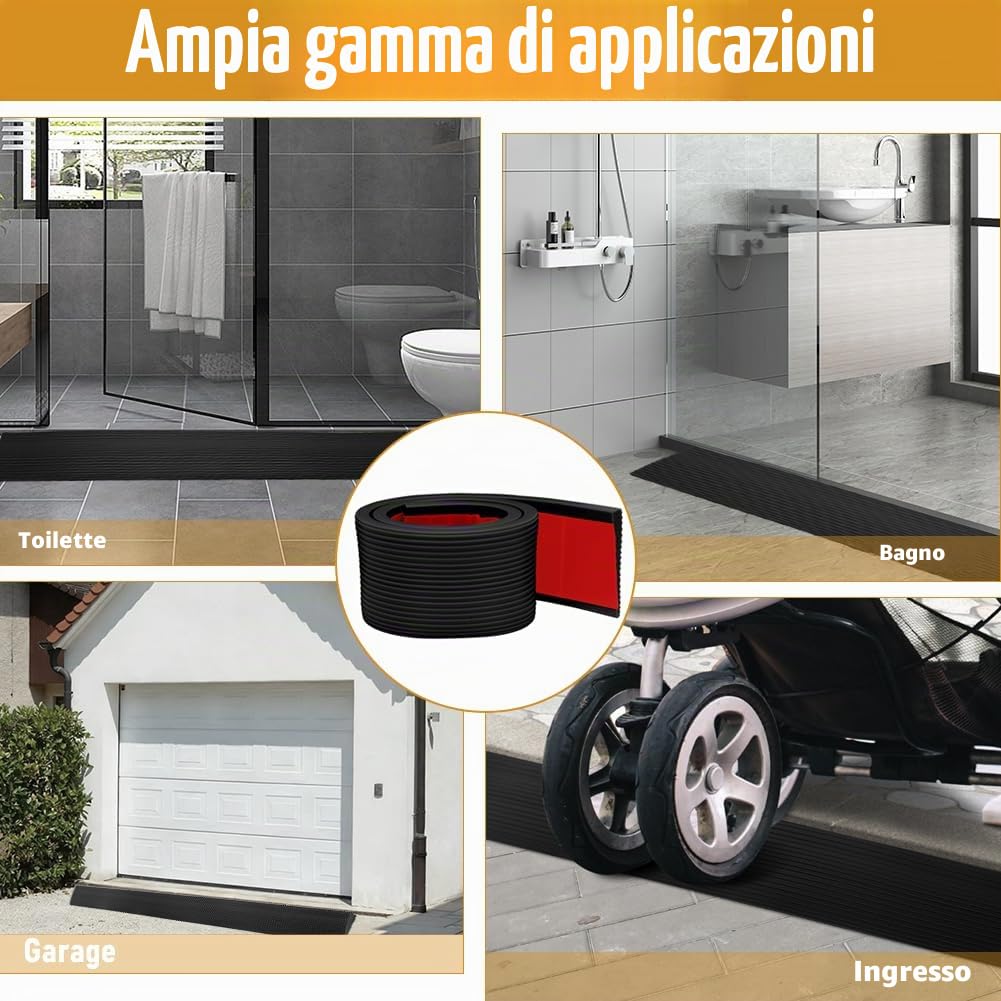 Rampa per Soglia, 150 X 8 X 3CM Rampa Robot Aspirapolvere, in PVC, Superficie Antiscivolo Rampa per Sedia a Rotelle, Passeggini, Deambulatori o Scooter