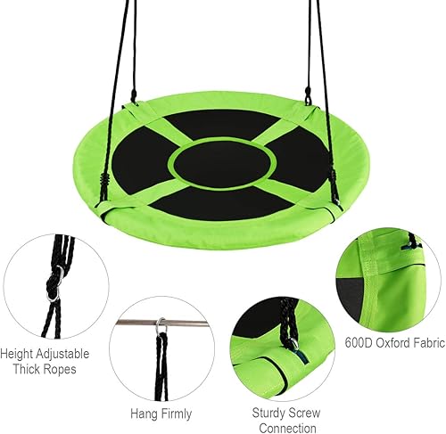 Miniatura 4 de Costzon - Platillo volador de 40 pulgadas, columpio seguro y resistente para niños de fácil montaje, cuerdas ajustables, ideal para el parque de