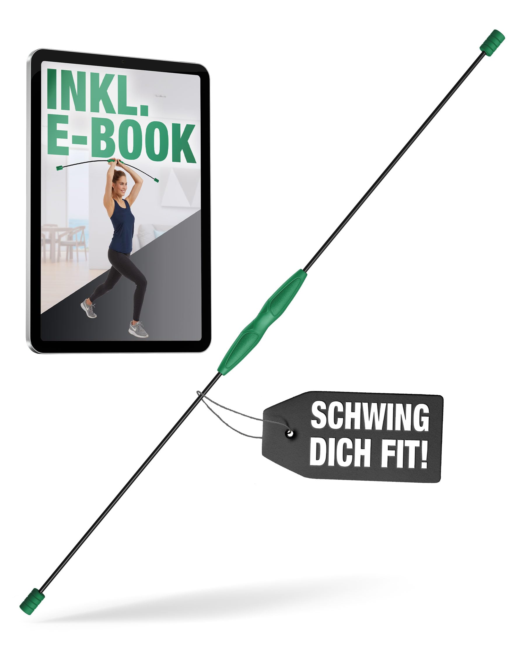 NAJATO Sports Schwingstab – Swingstick inkl. E-Book (PDF Datei) – Wackelstab mit verstellbaren Gewichten – Für Physiotherapie & Fitness