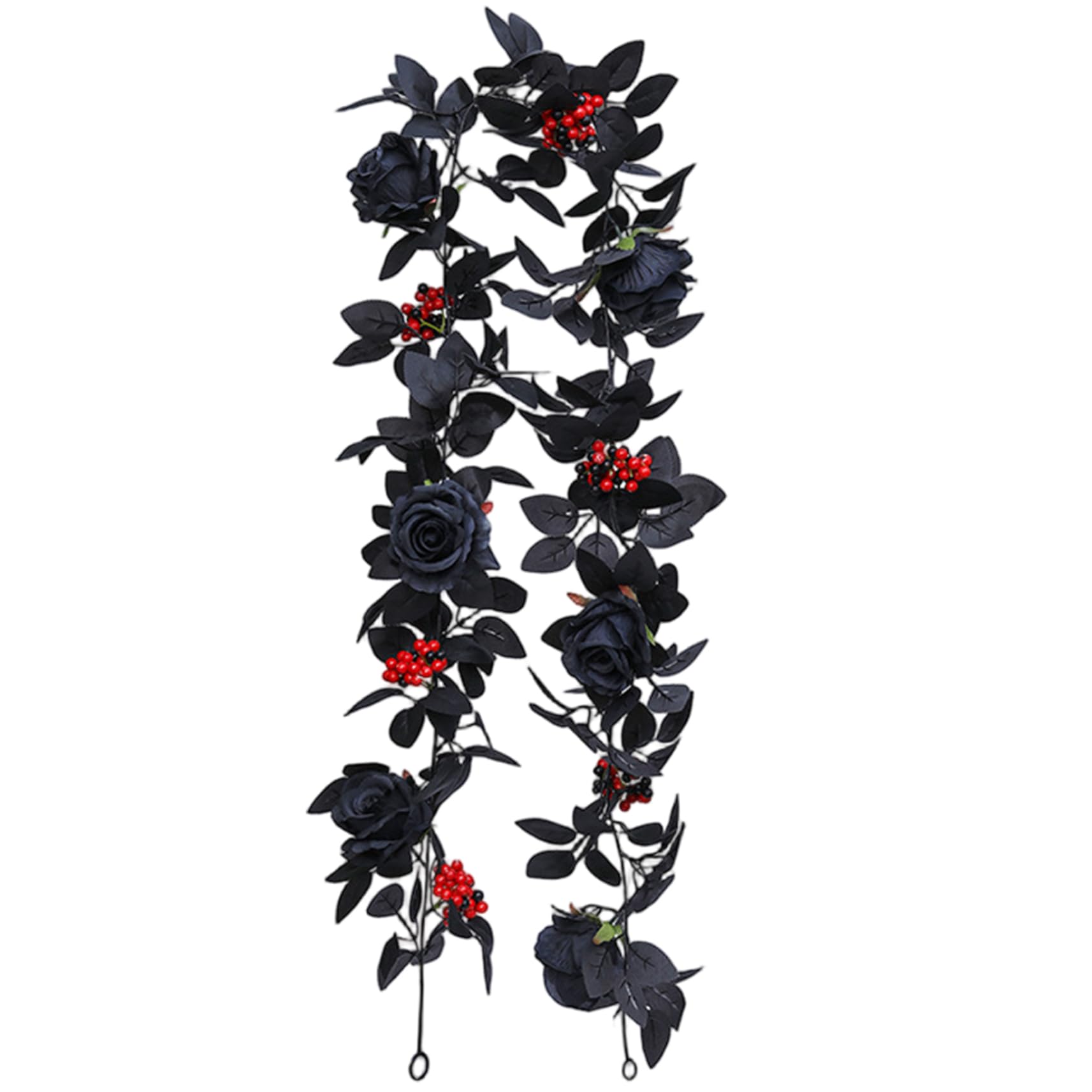 Guirlande d'Halloween rose noire et baies rouges de 175 cm pour table