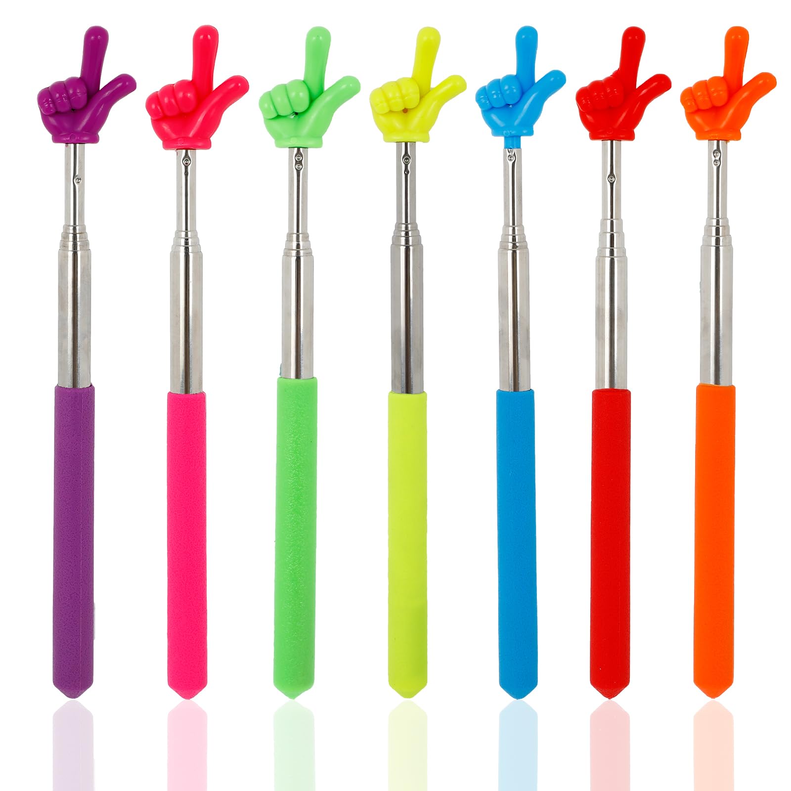 7 Pcs Telescopic Teachers Pointer, Extendable Hand Pointer Stick for Classroom, Presentation, Blackboard,Retractable Metal Pointer for Teachers and Presenters (Multiple Colours)