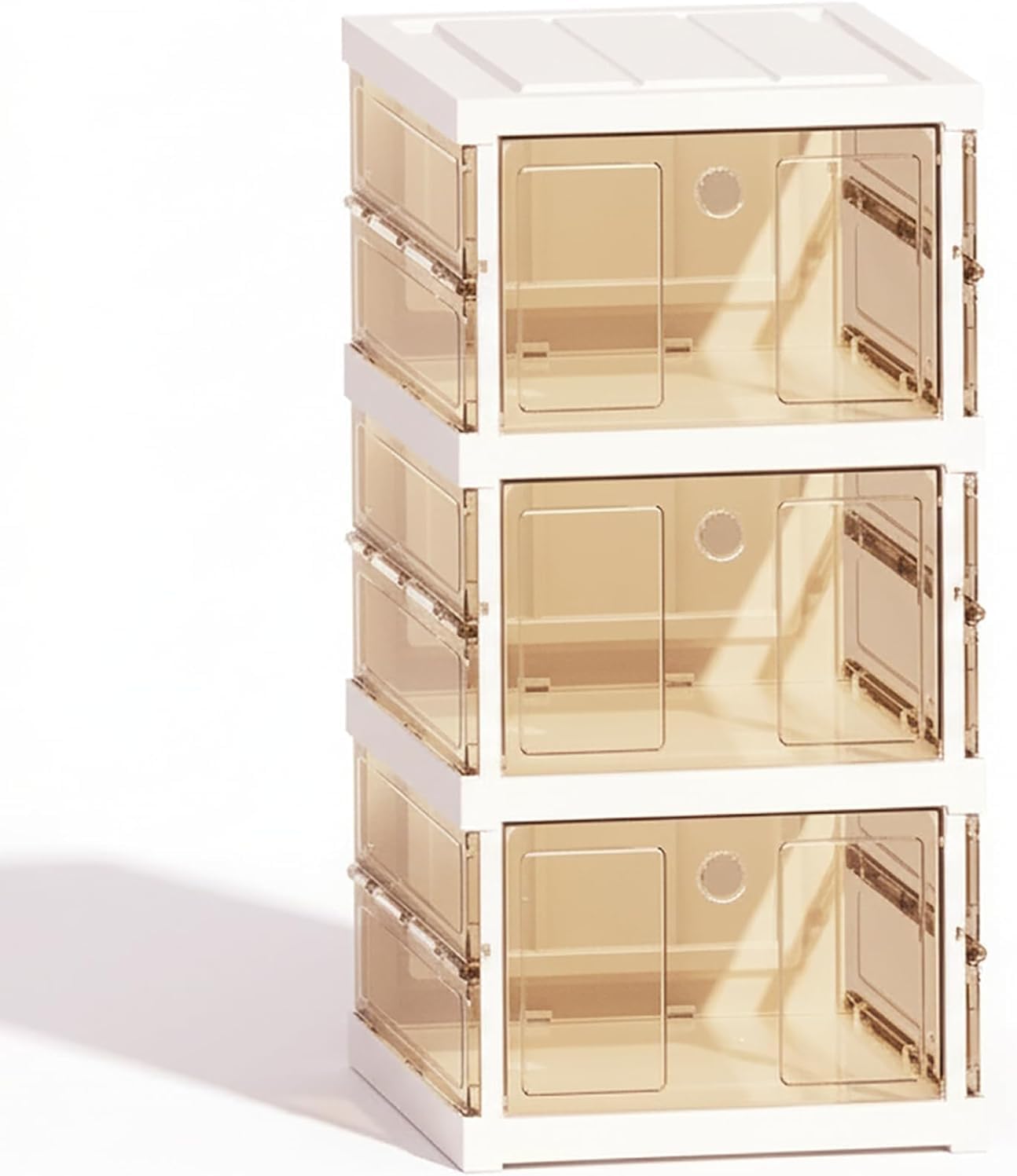 Stackable 9-tier Foldable Shoe Box Organizer – Clear Portable Sneaker Storage Bins With Lids For Easy Assembly, Ideal For Closet And Entryway Organization Clear 3-Tier