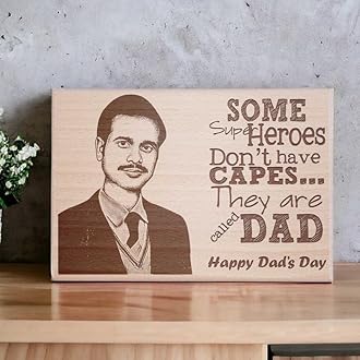 Incredible Gifts India Customized Engraved Dad’s Day Photo Frame (7x5 Inches, Beige), Tabletop