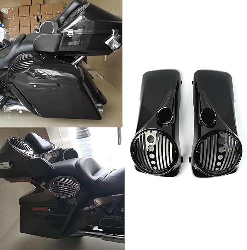 Miniatura 2 de Tapas de altavoz negras vívidas de 8 pulgadas con puerto de tweeter nuevo ajuste para alforjas duras Harley Davidson Touring 1994 1995 1996 1997