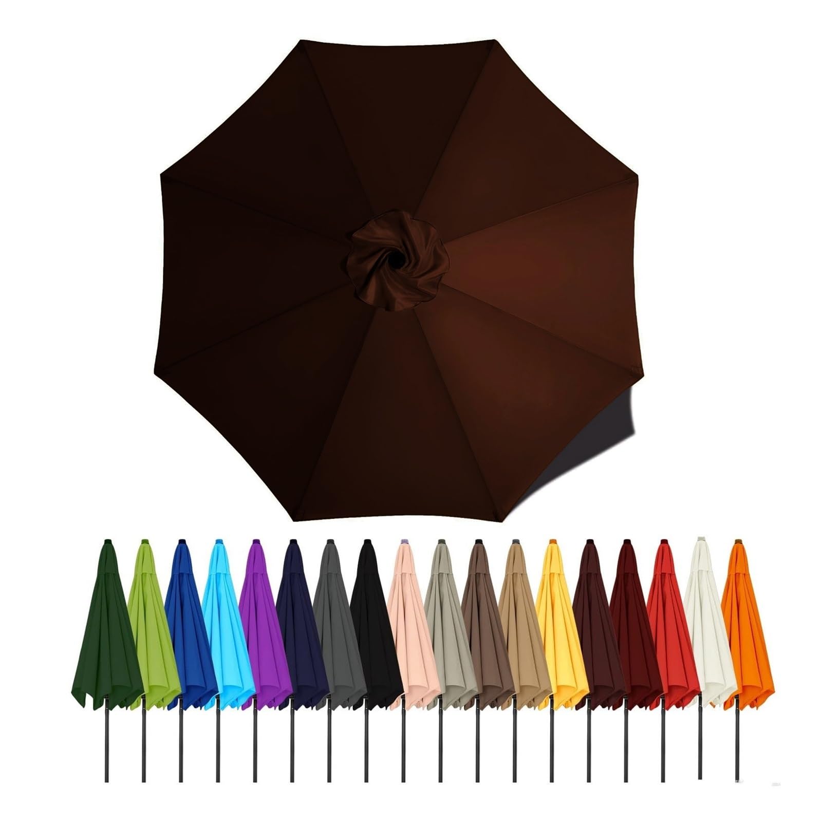 Duchunsheng Replacement Canopies Parasols 6 Rib/8 Arms Blue Gray Green White Umbrella Canopy 2 2.5 2.7 3 4M Waterproof Anti-UV Sun Umbrella Parasol Cover Outdoor Patio Garden(Dark brown,2m - 6Ribs)