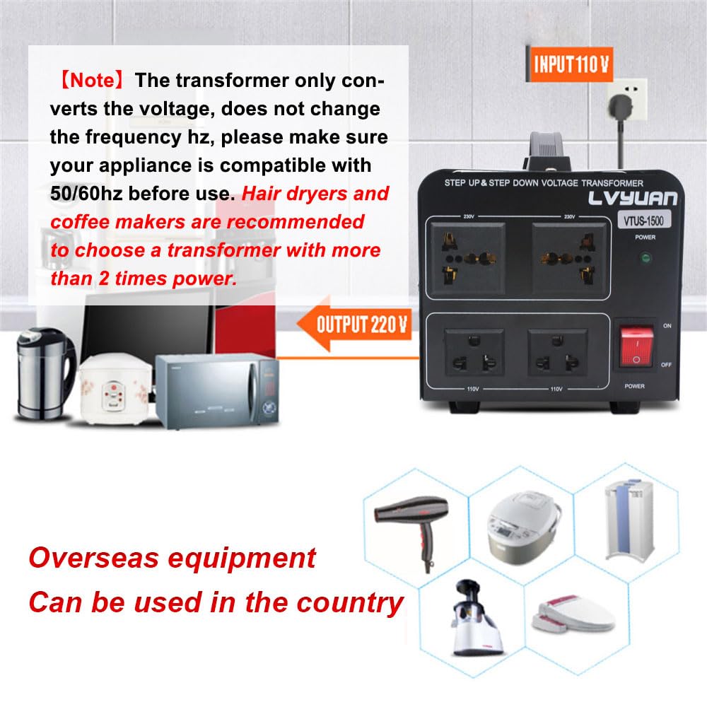 Snapklik.com : Yinleader 1500W Step Up & Step Down Voltage Transformer ...