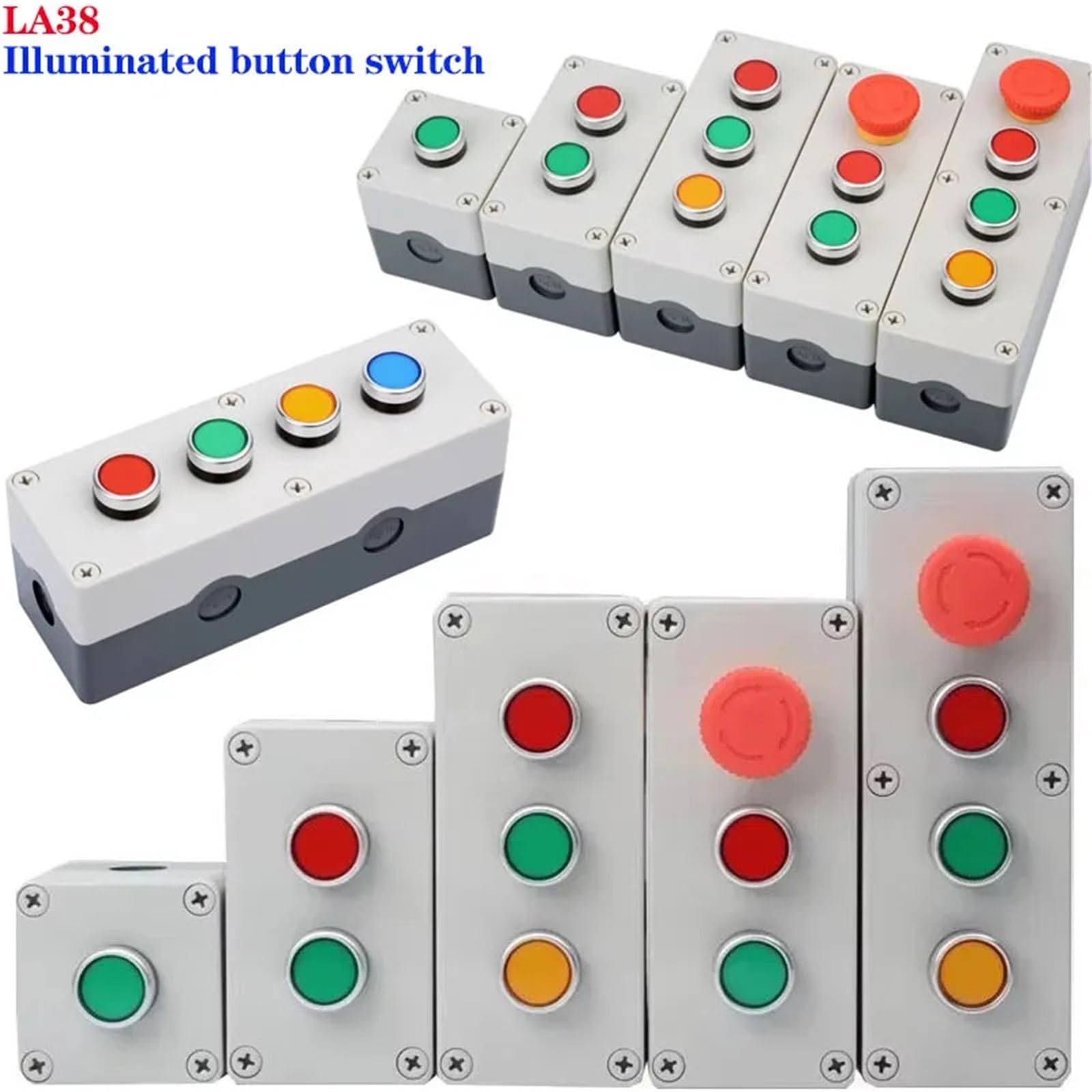 Caja de Control con interruptor de botón de luz, parada de arranque de energía, reinicio de 1234 orificios, bloqueo automático, 12V, 24V, 1 Uds.(10,24v)