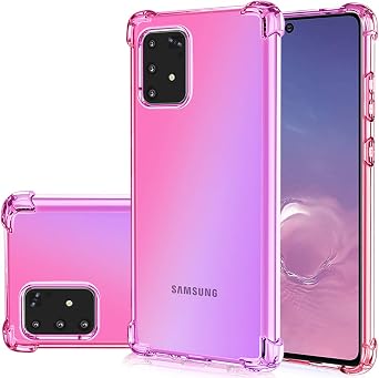 Case for Samsung S10 Lite, Galaxy A91, Gradient Slim Anti Scratch Soft Clear TPU Phone Case Cover, Shockproof Case for Samsung Galaxy S10 Lite Pink/Purple