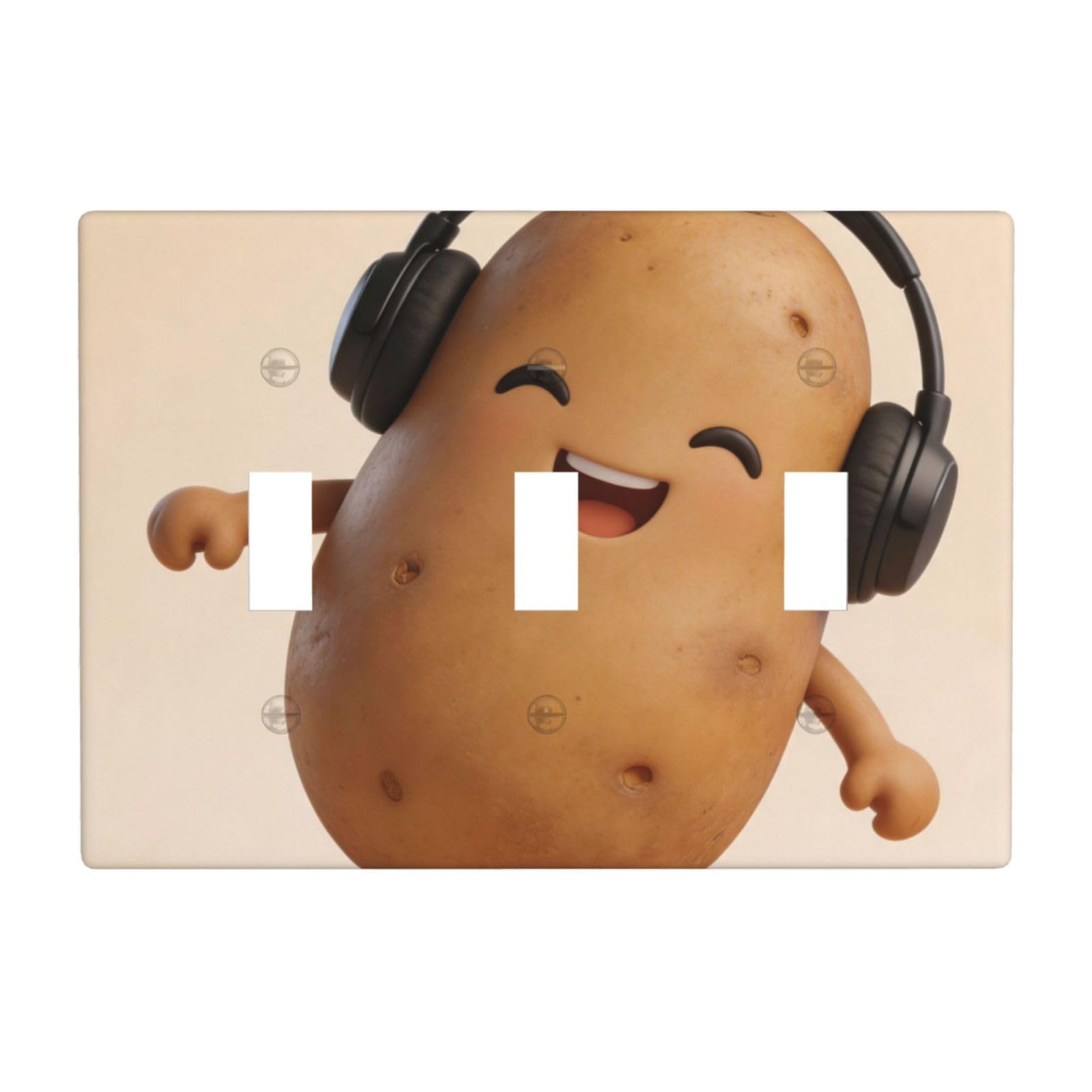 DJ Potato Head 3 Gang Switch Plate Cover-Unbreakable Polycarbonate Wall Plate, Heat Resistant Toggle Switch Decor for Home