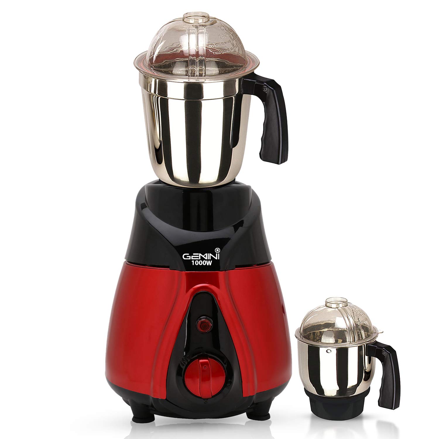 GeminiNBTLBR21 1000-Watt Mixer Grinder with 2 Jars (1 Wet Jar and 1 Chutney Jar) - Red