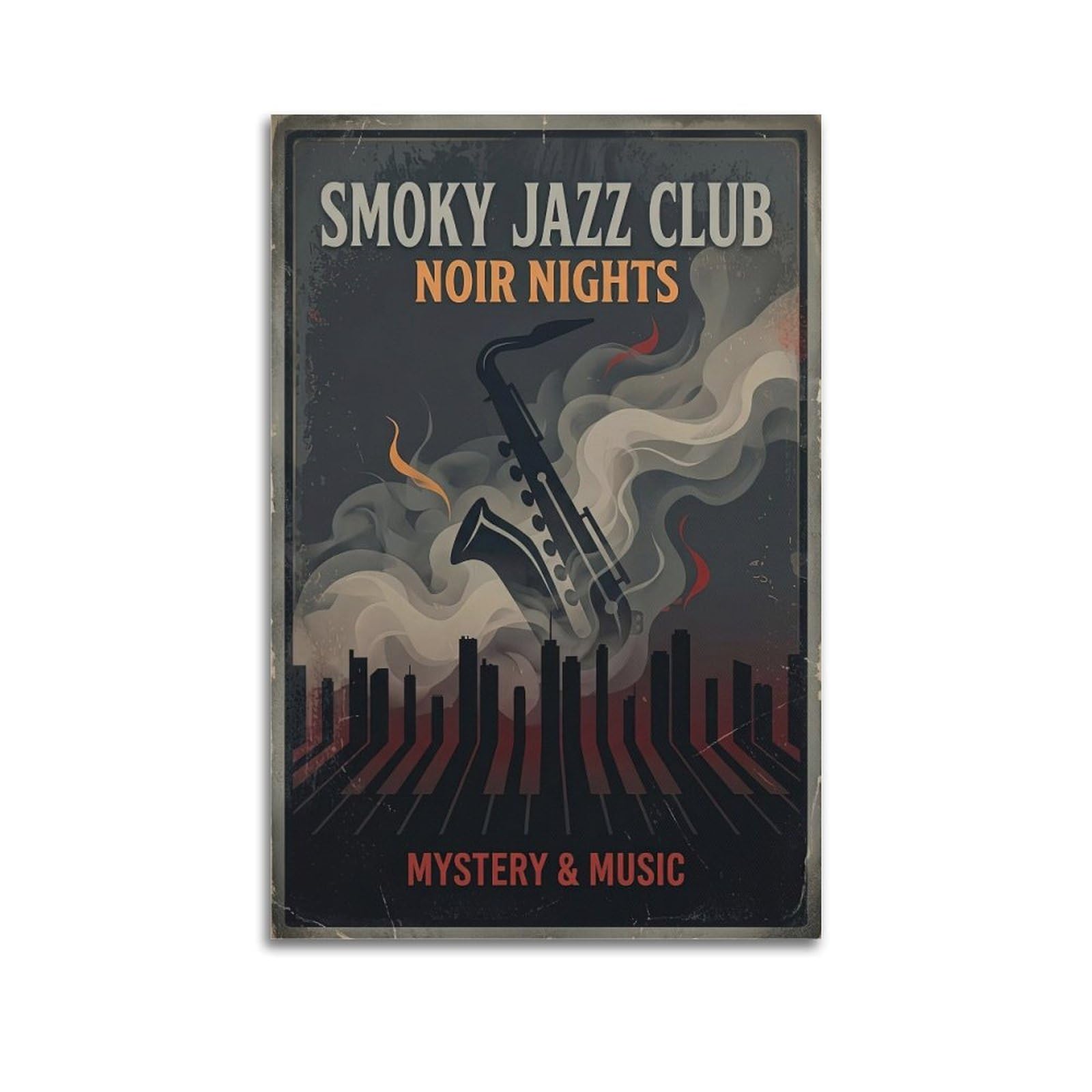 OKNGB Vintage Smoky Jazz Nightclub Ambiance Poster Decorative Painting Canvas Art Picture 12x18inch(30x45cm)