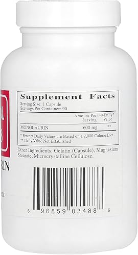 Miniatura 2 de Ecological Formulas Monolaurina 600 mg, blanco cremoso, cápsula, 90 unidades (MONOL-600-90)