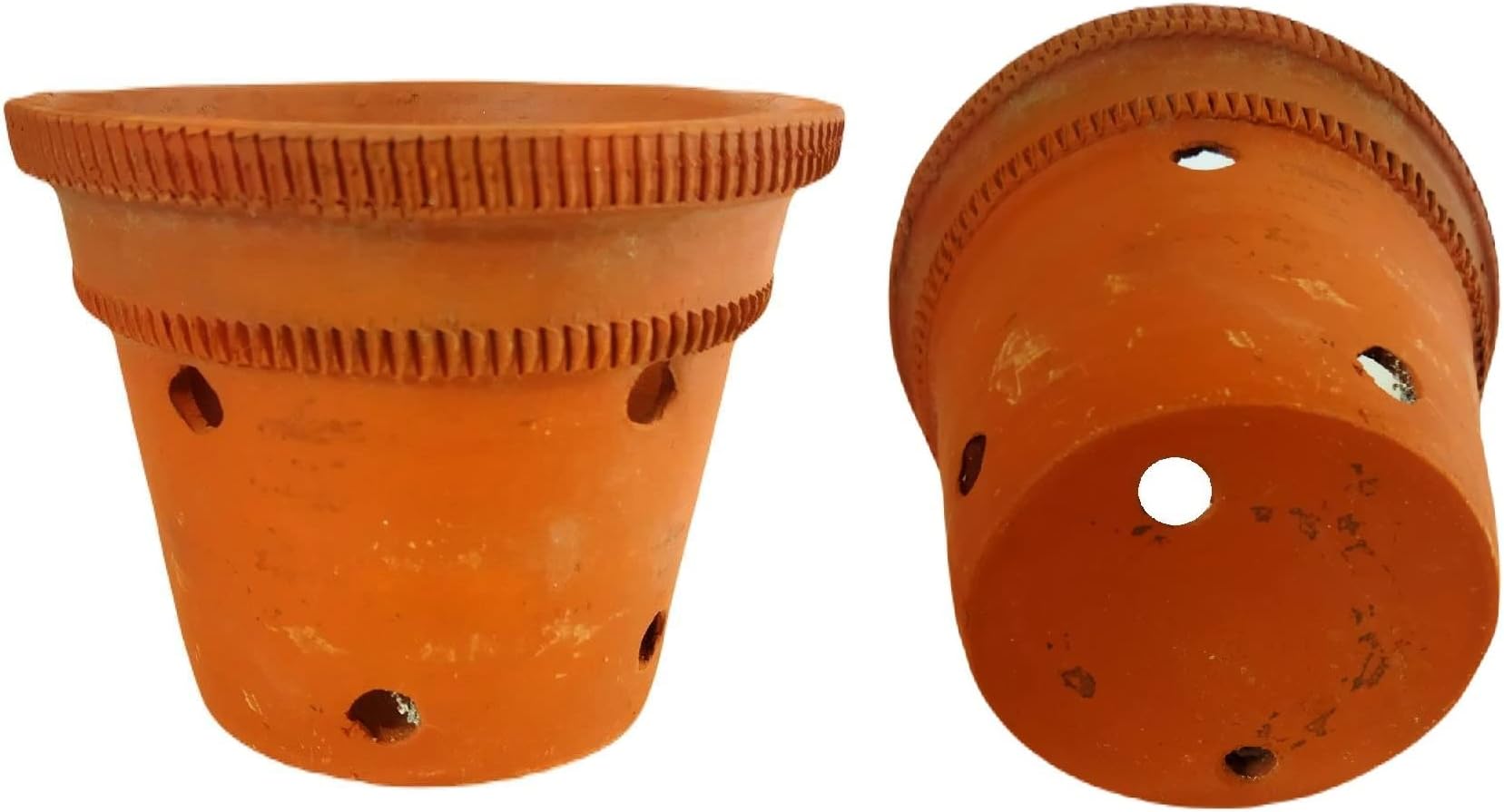 ZENRISE Terracotta Clay Planter Pot with Holes for Orchid and Indoor Outdoor Plants, Brown, 15 cm - 2 Piece