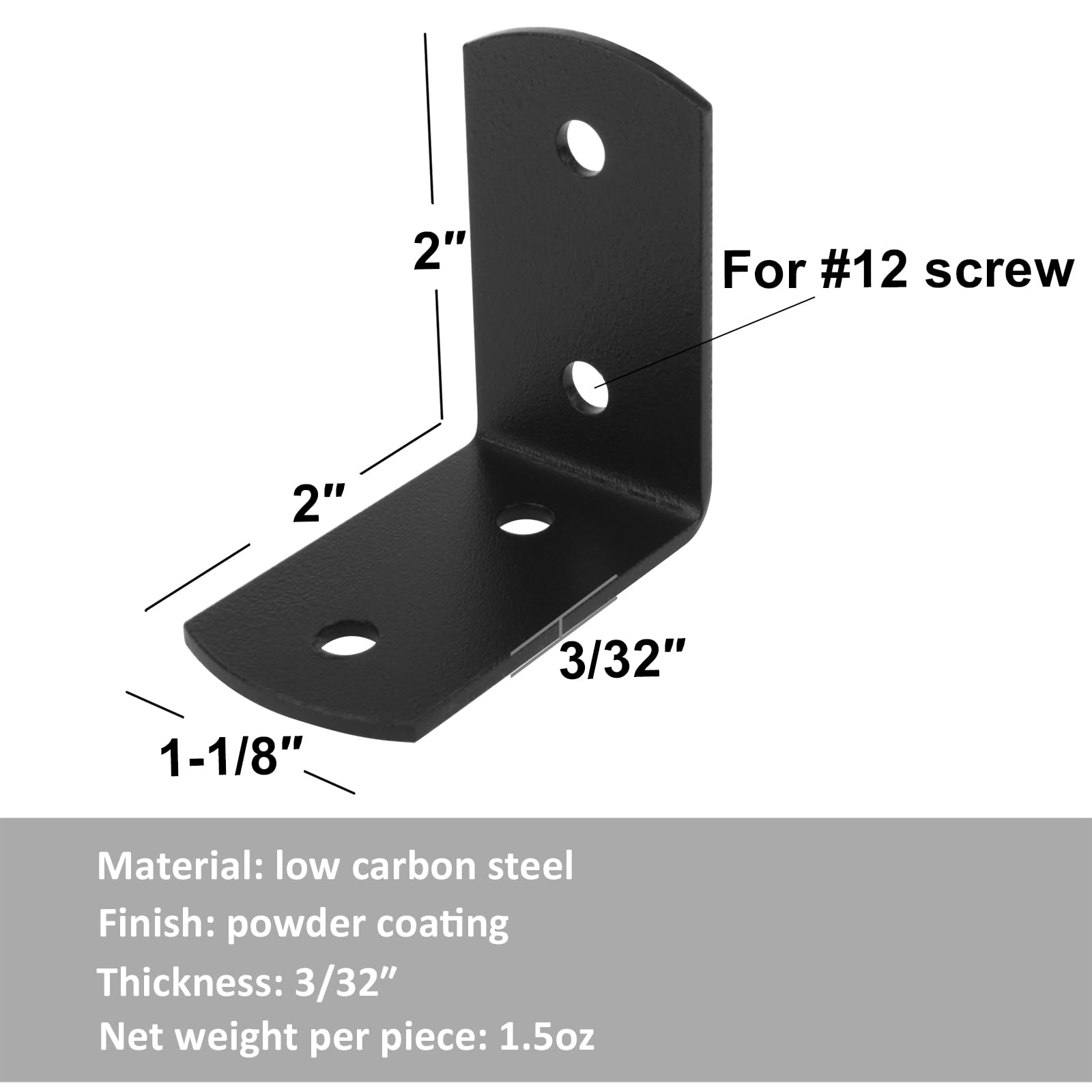 Kątowniki kątowe w kształcie litery L, 5,1 x 5,1 x 2,8 cm, czarne stalowe, kątownik kątowy, 90 stopni, do mebli drewnianych, krzesła, szuflady, szafy, grubość 2 mm, 10 szt