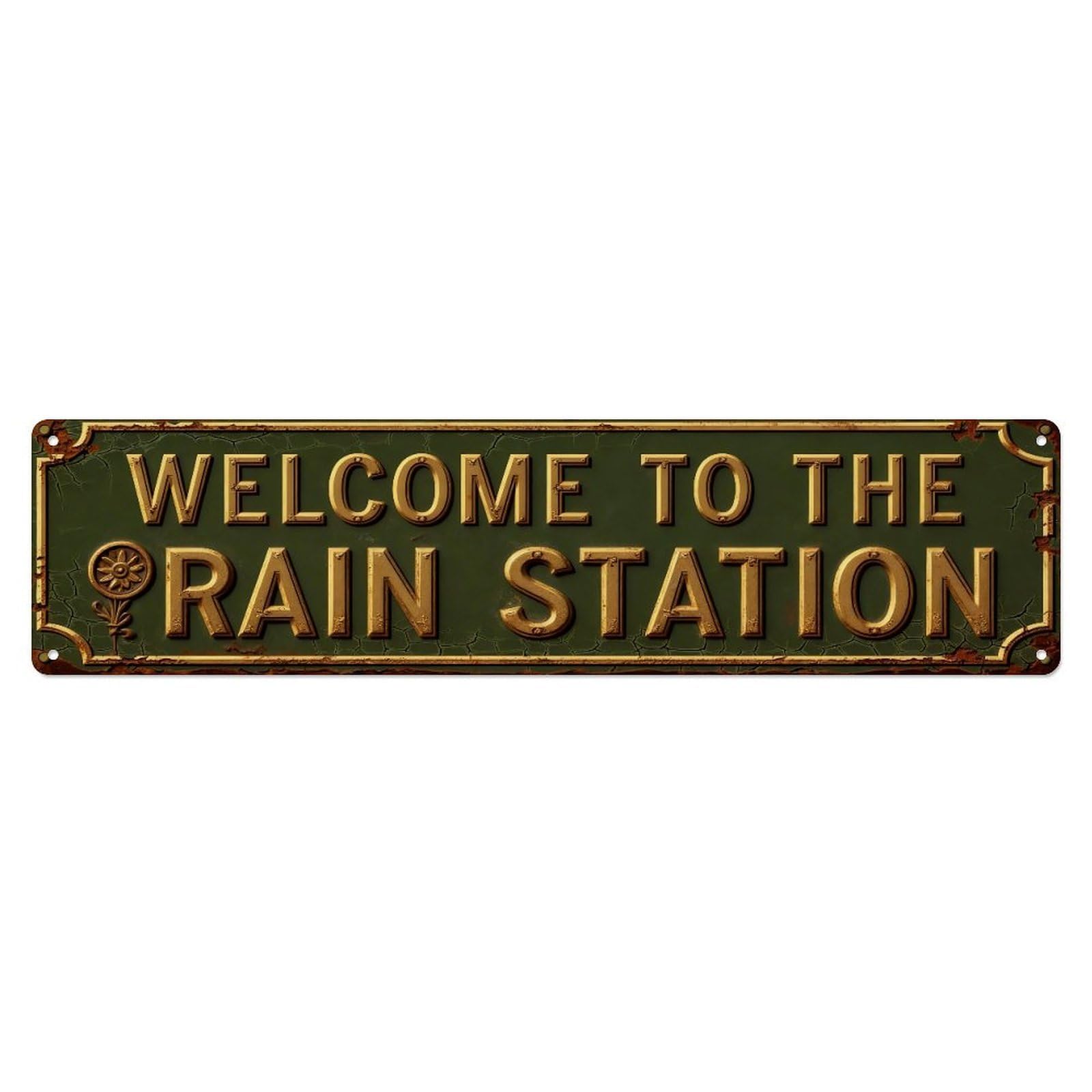 Iageret Vintage Welcome To The Train Station Metal Tin Sign Retro Wall Decor, Bar Garage Cafe Kitchen Home Wall Art Poster Decoration 4X16inches