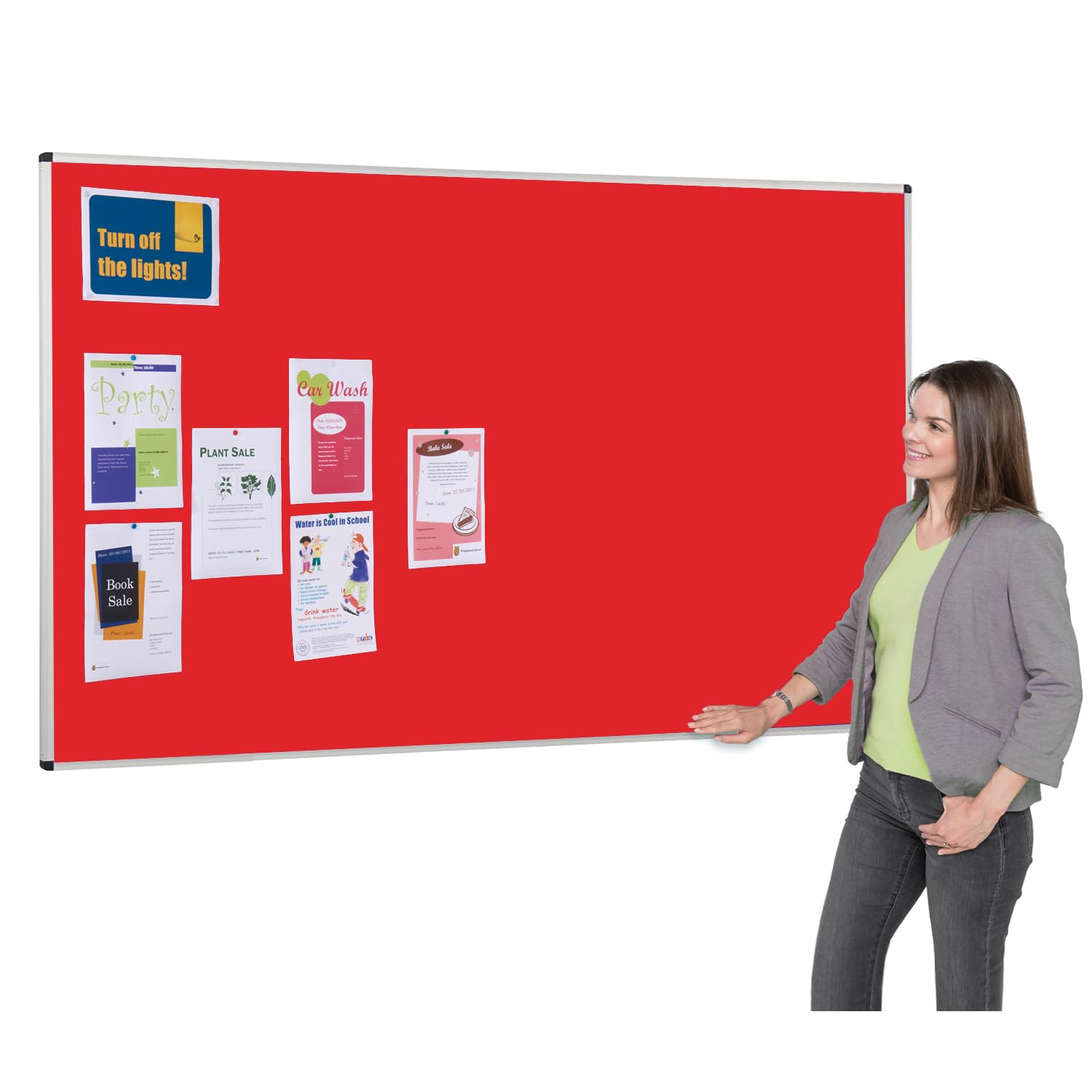 Aluminium Framed Red Felt Notice Board 180 x 120 cm | Indoor Bulletin Pinboard | 4 Colours - Ideal for Office, School, Healthcare