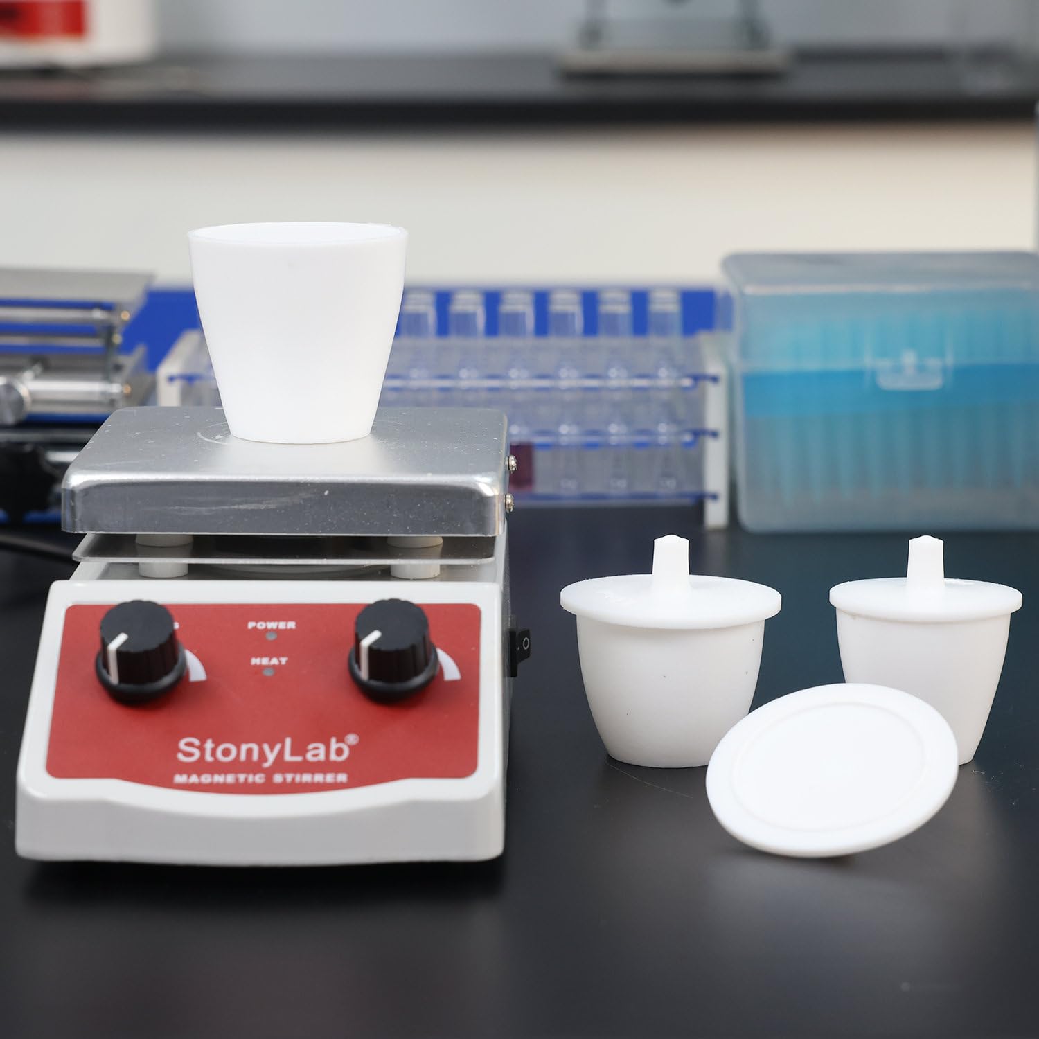 stonylab Crogiolo in PTFE, 30 ml Forma Alta Laboratorio PTFE Teflon Crogiolo Tazza Bicchiere con Coperchio per La Ricerca di Laboratorio