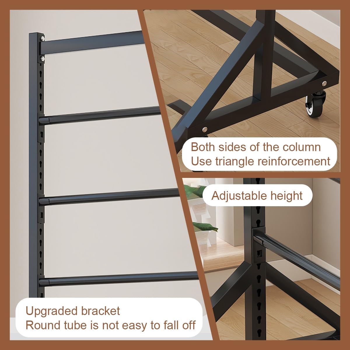 Supporto per rotoli di tessuto commerciale, supporto organizer in acciaio resistente con rulli a 360° e asta di sospensione regolabile, espositore per rotoli di vinile, tovaglie(6T,186cm)