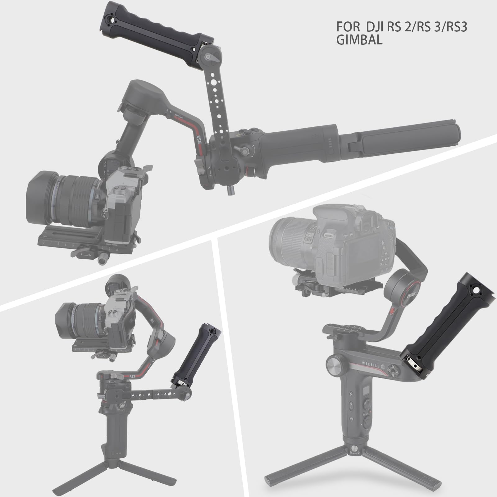 LEFTFOTO Uchwyt do uchwytu do DJI Ronin DJI RS2/RSC2/RS3 / RS3 Pro/ RS3 Mini/ZHIYUN WEEBILL-S stabilizator gimbala, rozszerzony silikonowy uchwyt w trybie teczki, z pinami zapobiegającymi skręcaniu