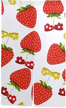 いちご のれん Amazon｜のれん 暖簾 苺柄 イチゴ 86×丈143cm｜のれん