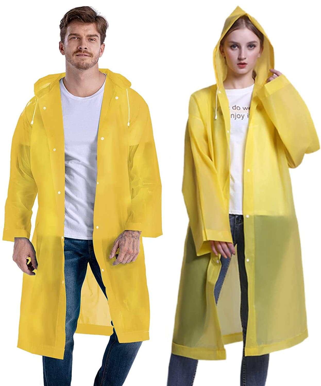2 Pièces Poncho de Pluie Homme Femme Imperméable, Eva Cape de Pluie Veste de Pluie Accessoires de Pluie pour la Randonnée, le Cyclisme, le Camping et le Coyage