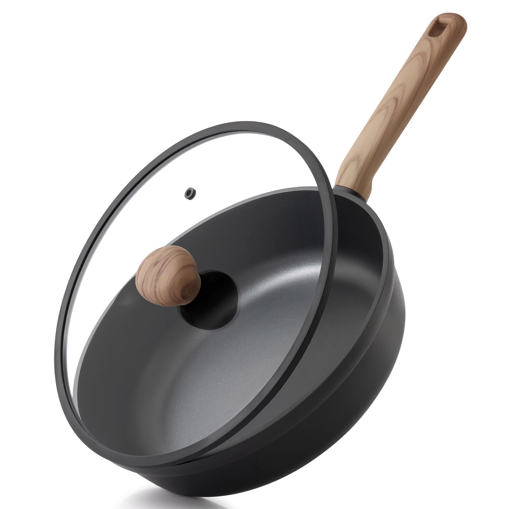 SENSARTE Saute Pan with Lid, 28cm Deep Titanium Nonstick Frying Pan