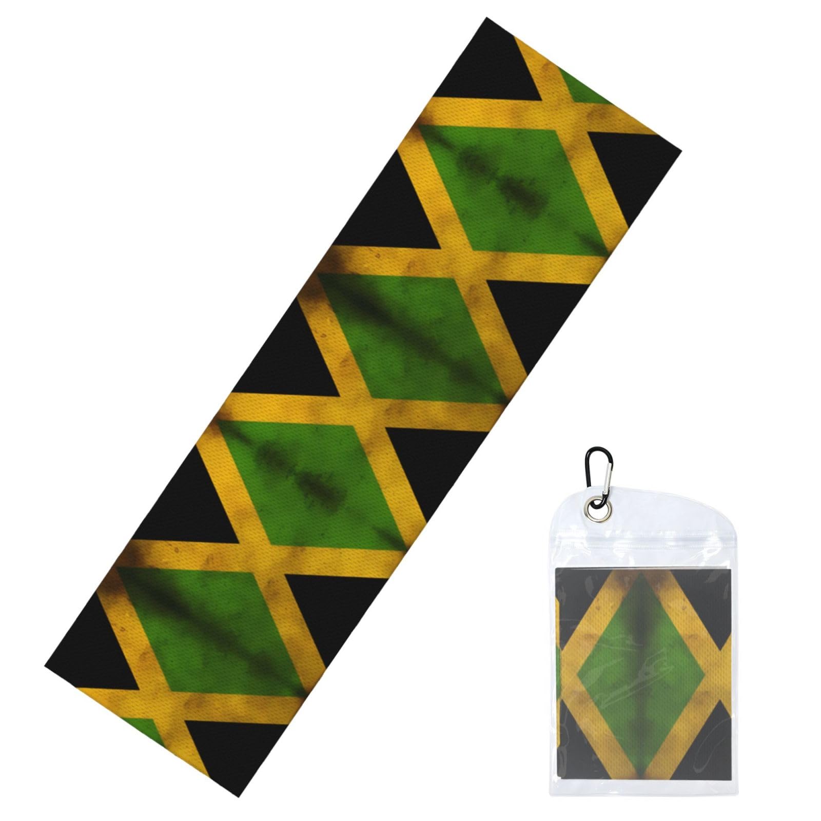 HGIUYDRD Old Jamaican Flag Print Cooling Sports Towel with PVC Carry Bag for Gym, Beach, Golf and World Cup Events