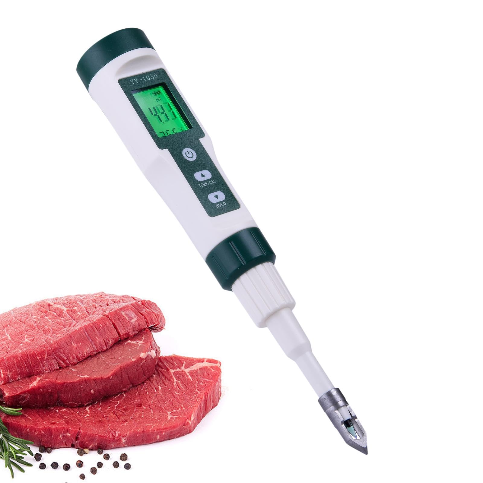 Tester di PH Alimentare – PH-Metro Digitale con sonda | Tester Portatile | per Acqua, Cibo, Acquario | per lievito, Carne, Conserve e Campioni Solidi